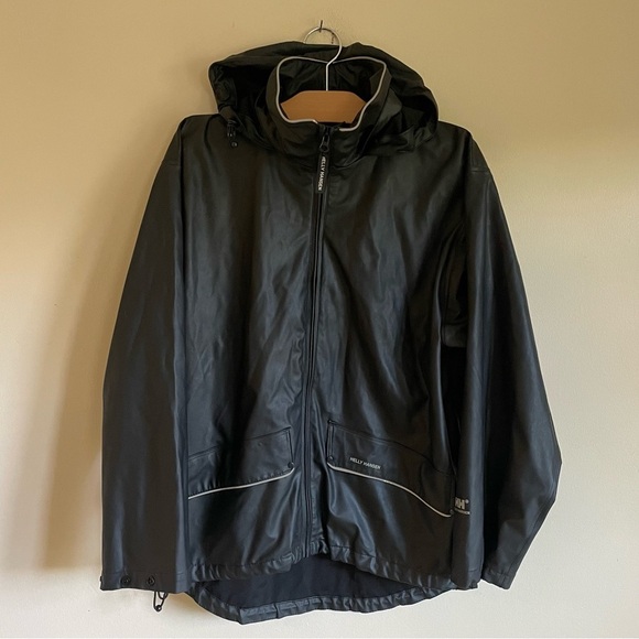 Helly Hansen Other - Helly Hansen Compass Rain Jacket Reflective Black Hooded Mens Size XS Oversized